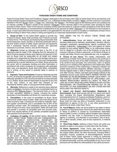 Sales Terms and Conditions
